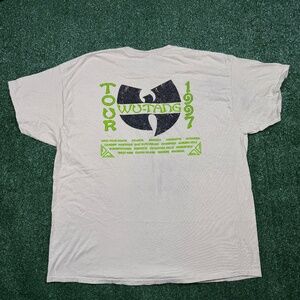 Wutang Clan T Shirt Men's Size L Cream Short Sleeve Rap Streetwear 97 Retro Tour